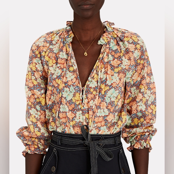 Veronica Beard Tops - Veronica Beard Antoinette Floral Cotton Blouse Size 2 (XS)